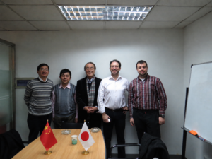 Leon, Jammy, Noda-san, Manuel y Alex Helle en las oficinas de B I Shanghai, sobre 2010